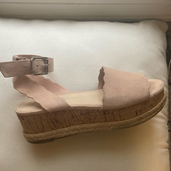 Marc Fisher Faitful Pink Suede Ankle Strap Espadrille Platform Sandals - Picture 2 of 5